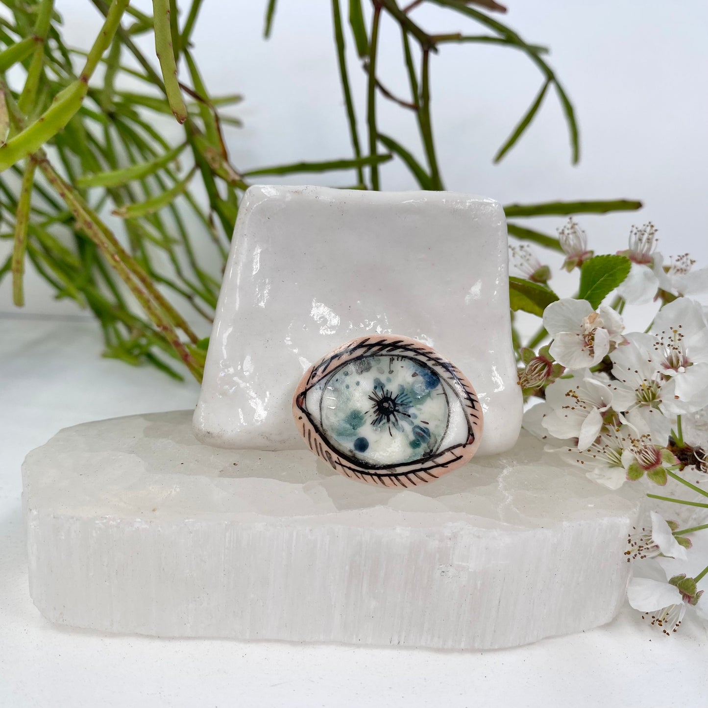 ‘The Protective Eye’ Hand Painted Porcelain Brooch