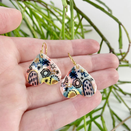 Hand Painted ‘Stars and Cells’ Porcelain Earrings