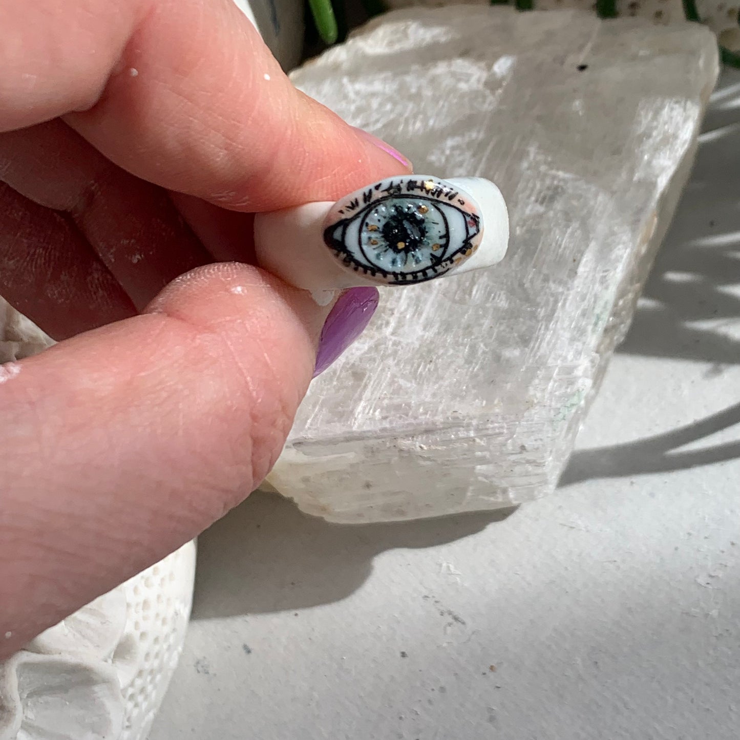 Hand painted porcelain ‘the protective eye’ ring, choose a size