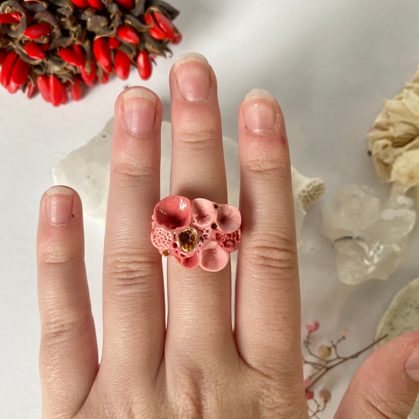 Pink ‘Rock Coral’ Rings