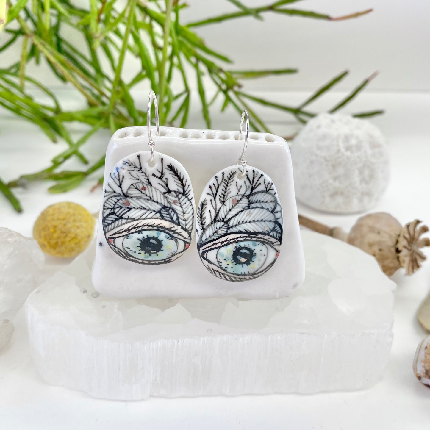 Hand Painted ‘Protective Eye’ Porcelain Earrings