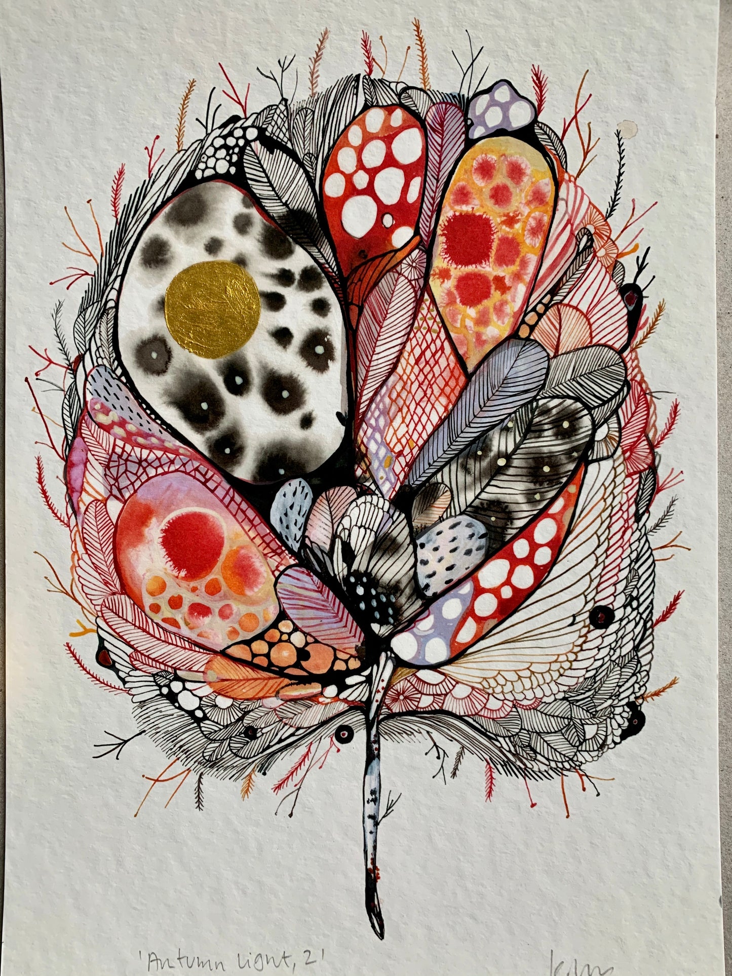‘Autumn light, 2’ giclee print with hand applied gold detial