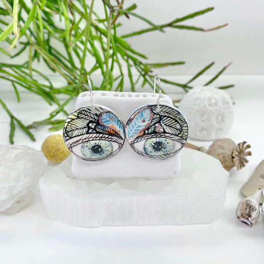 Hand Painted Eye Porcelain Earrings