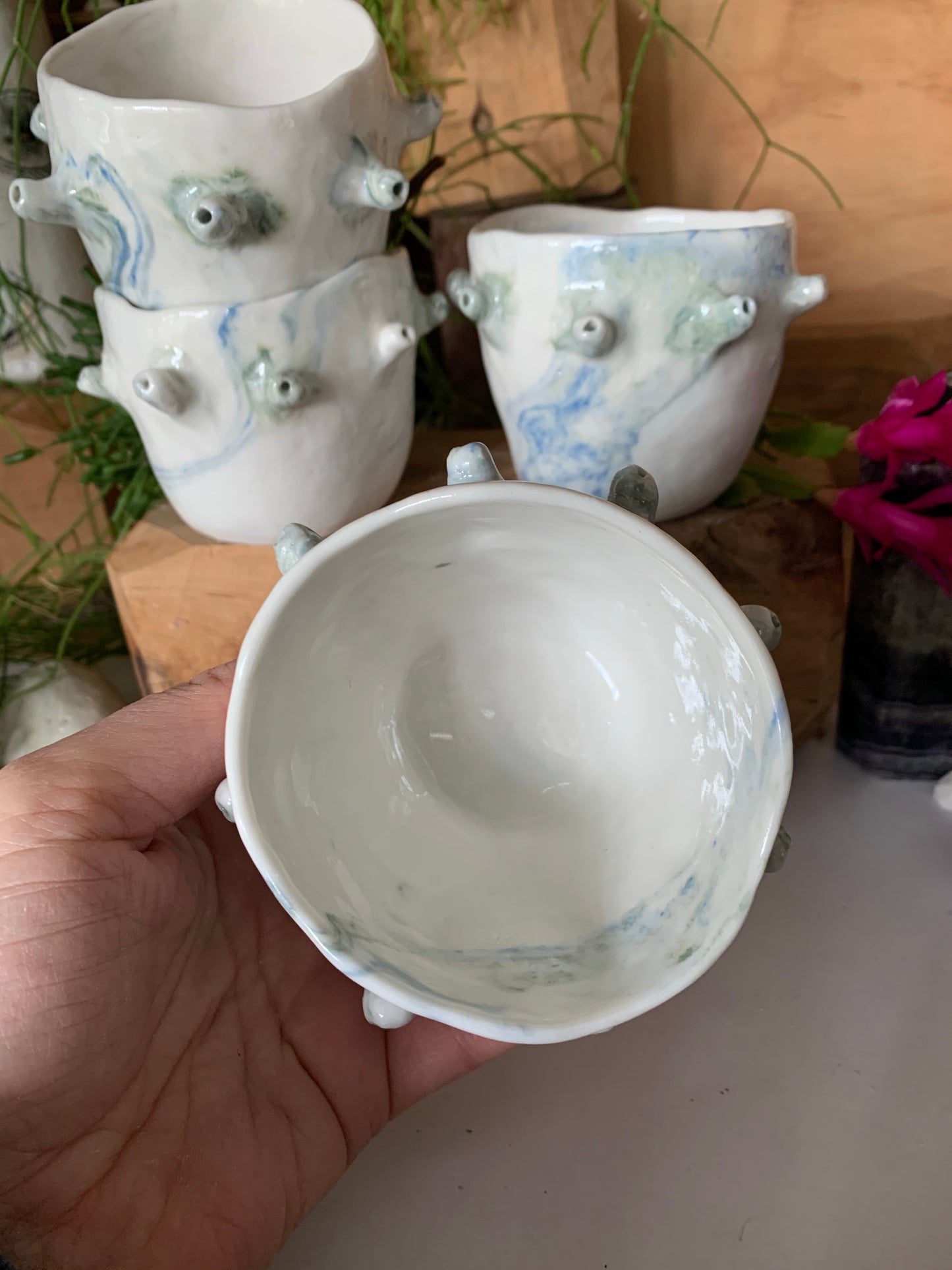 One ‘Urchin’ marbled porcelain hand formed cup