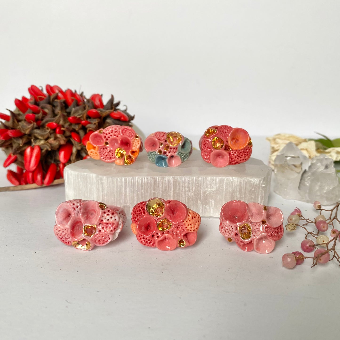 Pink ‘Rock Coral’ Rings