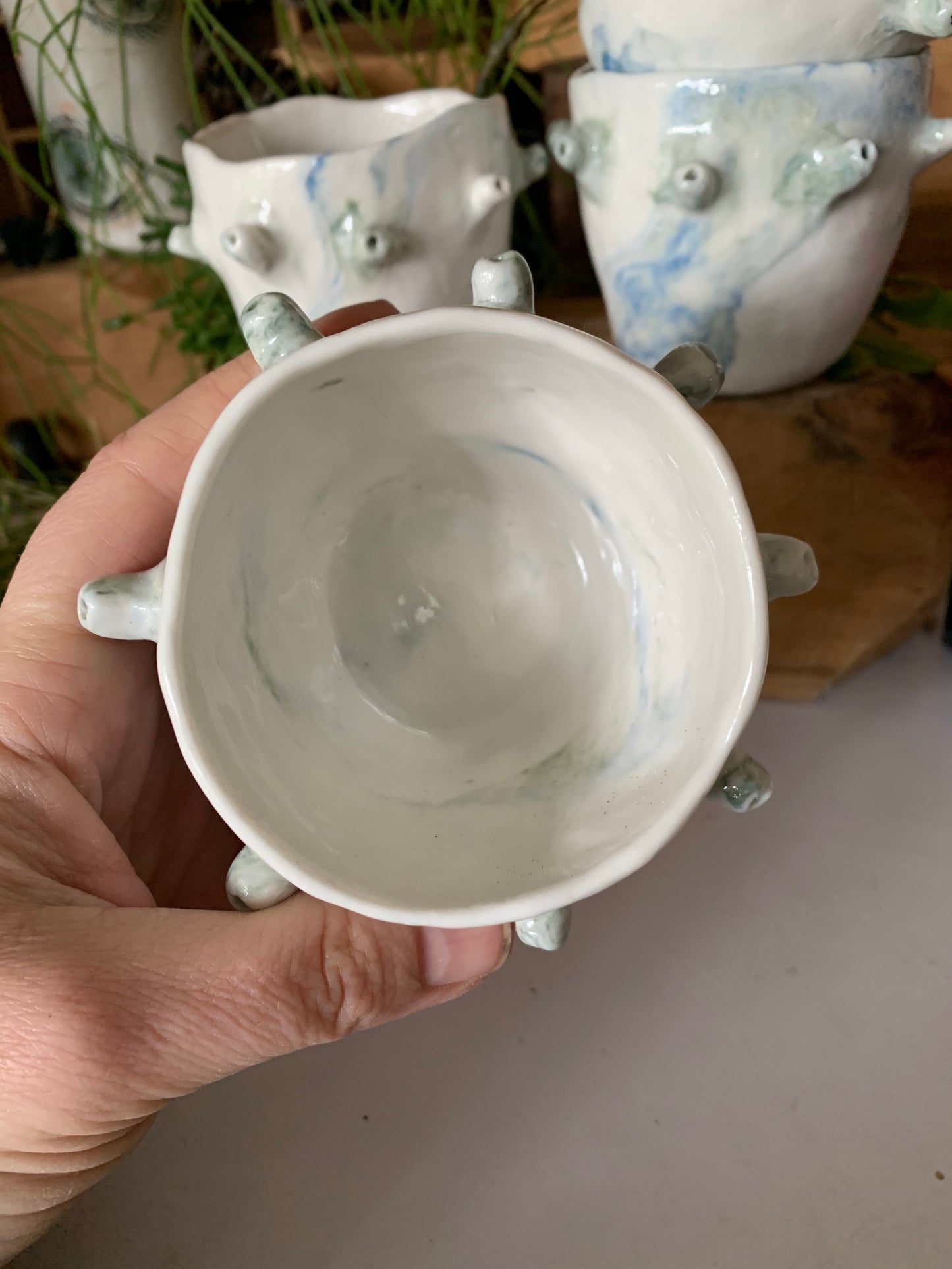 One ‘Urchin’ marbled porcelain hand formed cup