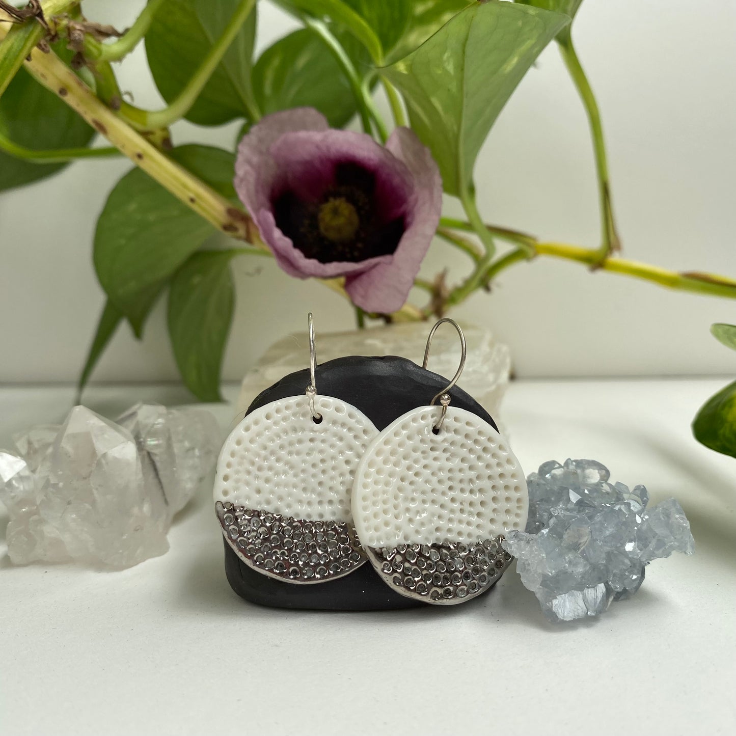 White and Gold ‘Coral Dot’ Earrings